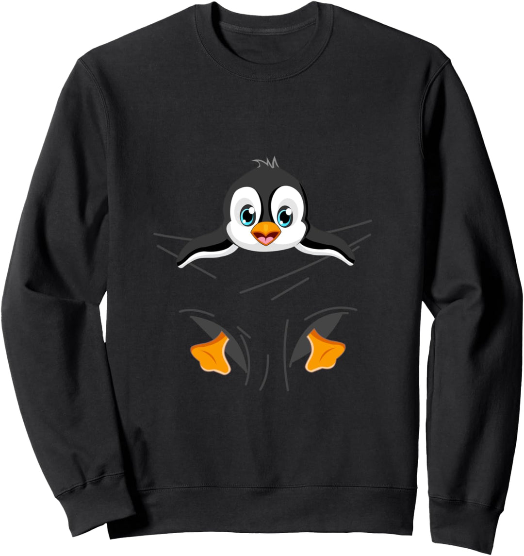 Pinguin lustiges Tragetaschen Motiv Kinder Frauen Sweatshirt