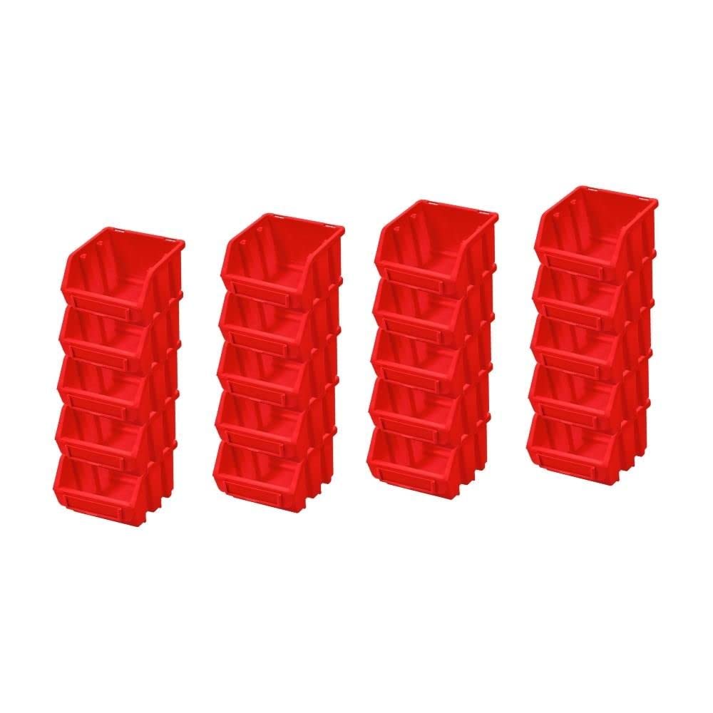 PROREGAL SuperSparSet 20x Sichtlagerbox 1 | HxBxT 7,5x11,6x11,2cm | Rot | Sichtlagerbehälter Sichtla