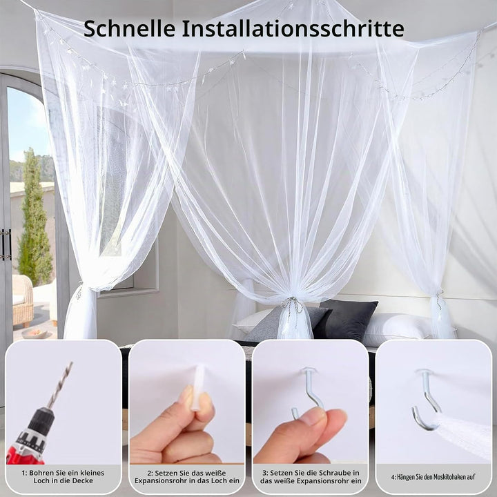 Moskitonetz Doppelbett und Einzelbett, 190cm x 210cm x 240cm Moskitonetz Bett Reise Premium Grosses