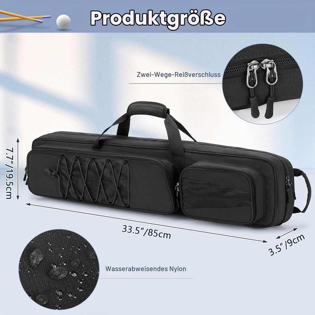 4x5 Pool Queue Koffer, Billard Stick Tragetasche für 4 Kolben und 6 Schäfte, weiche Pool Stick Tasch