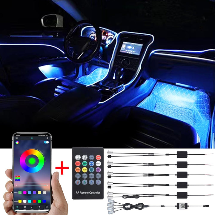 TABEN Auto Innenraum Umgebungslicht 64 Farben APP Control Auto Dekoration Atmosphäre Licht Kit Wasse