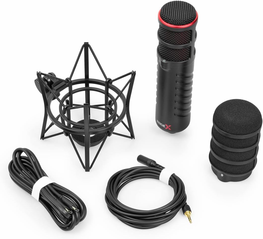 Rode X XDM-100 USB-Sprechermikrofon + keepdrum MS138 Gelenkarm-Stativ Weiss