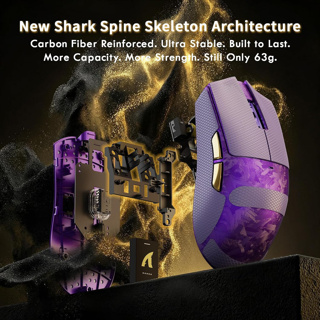 ATTACK SHARK X11 Ultra Kabellose Gaming-Maus mit C06 Ultra LED-Kabel, Carbonfaser-Verbundgehäuse, 54
