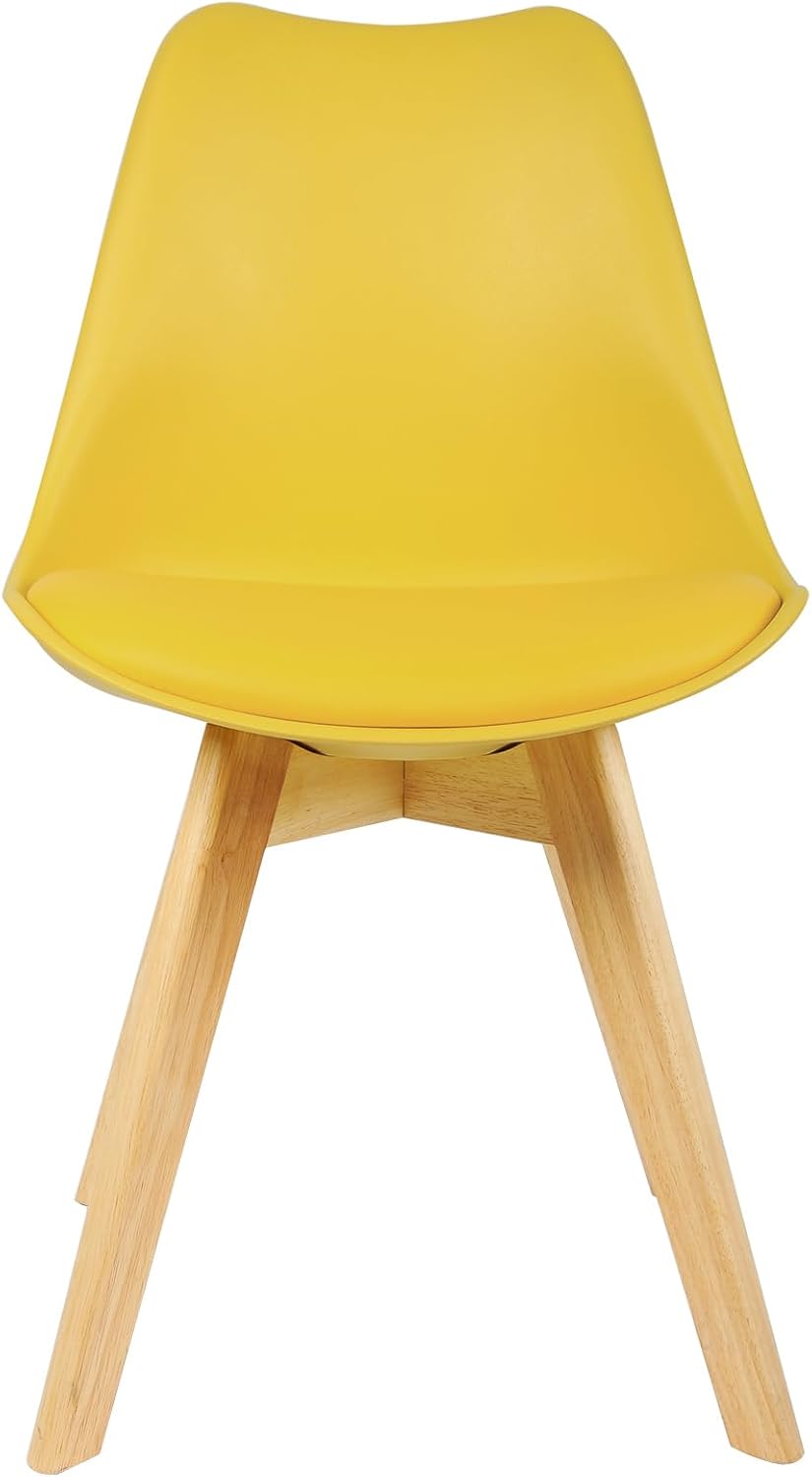 WOLTU 4er Set Esszimmerstühle Küchenstuhl Design Stuhl Esszimmerstuhl Kunstleder Holz Gelb BH29gb-4