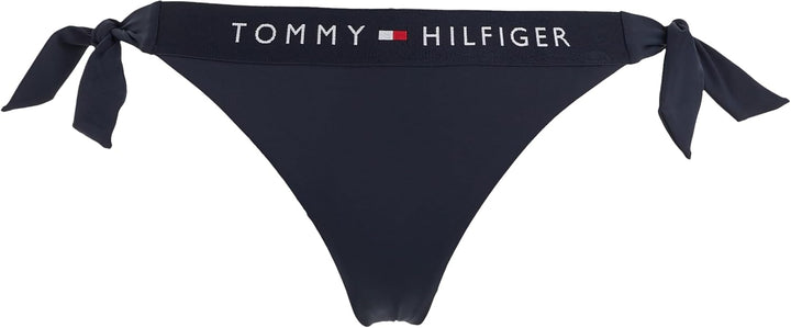 Tommy Hilfiger Damen Bikinihose Seitliche Schnürung Side Tie Cheeky Bikini Sport M Blau (Desert Sky)