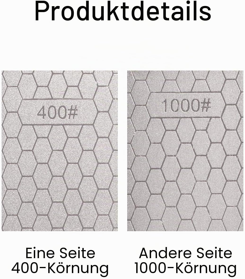 S SATC Diamant-Schleifstein, 2-seitige Körnung, 400/1000, Diamantplatte, Schleifstein, 20,3 cm, Weis