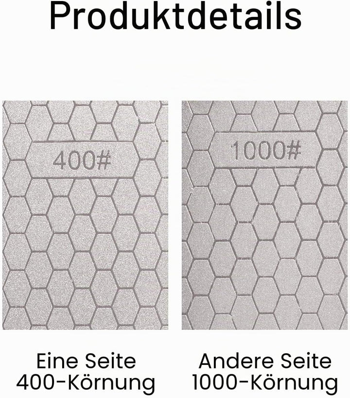 S SATC Diamant-Schleifstein, 2-seitige Körnung, 400/1000, Diamantplatte, Schleifstein, 20,3 cm, Weis