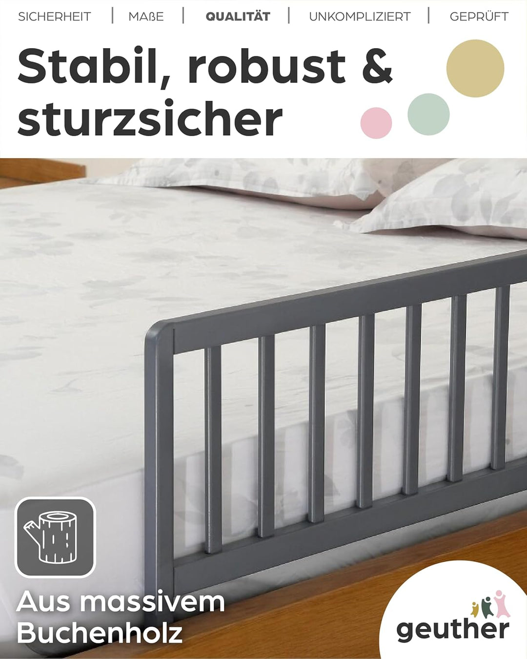 Bettschutzgitter in 90 und 140 cm Farbe Grau, Grösse 140 cm Grau 140