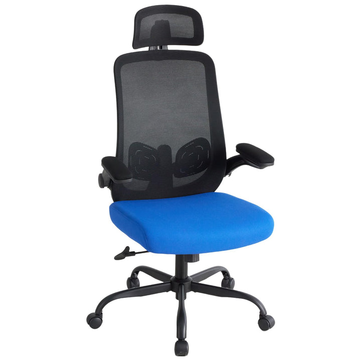 Sweetcrispy Ergonomischer Bürostuhl mit Kopfstütze & verstellbaren Armlehnen, 360° Drehfunktion, Höh