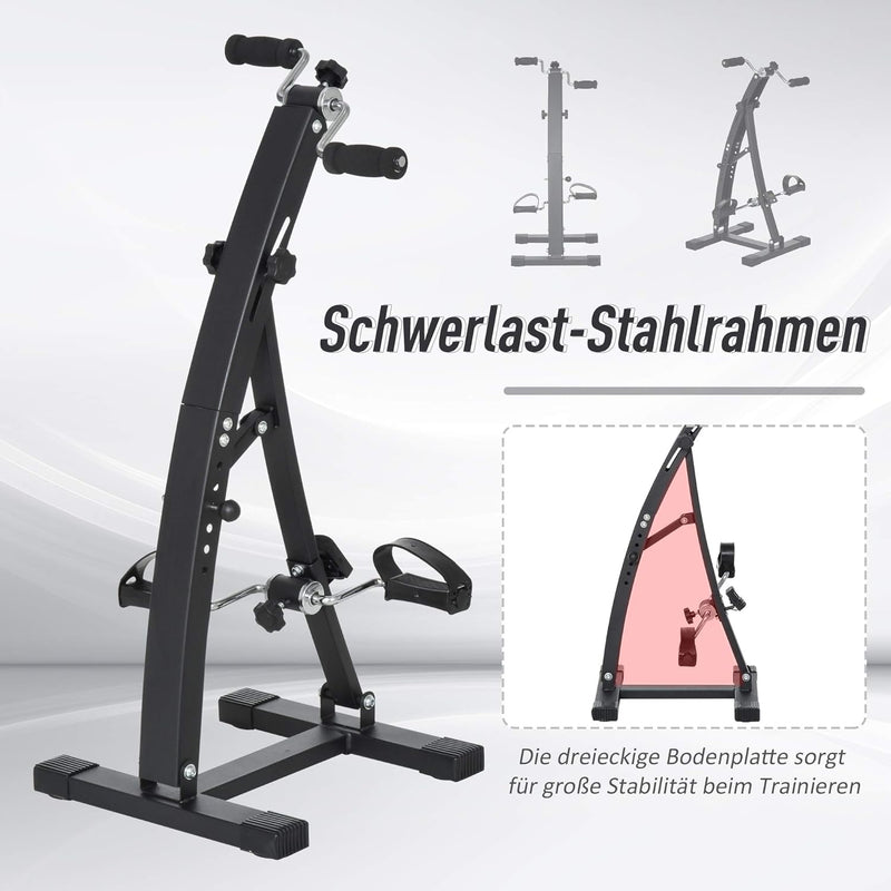 HOMCOM Heimtrainer Bewegungstrainer Pedaltrainer für Senioren Stahl Schwarz/Weiss 41 x 42,5 x