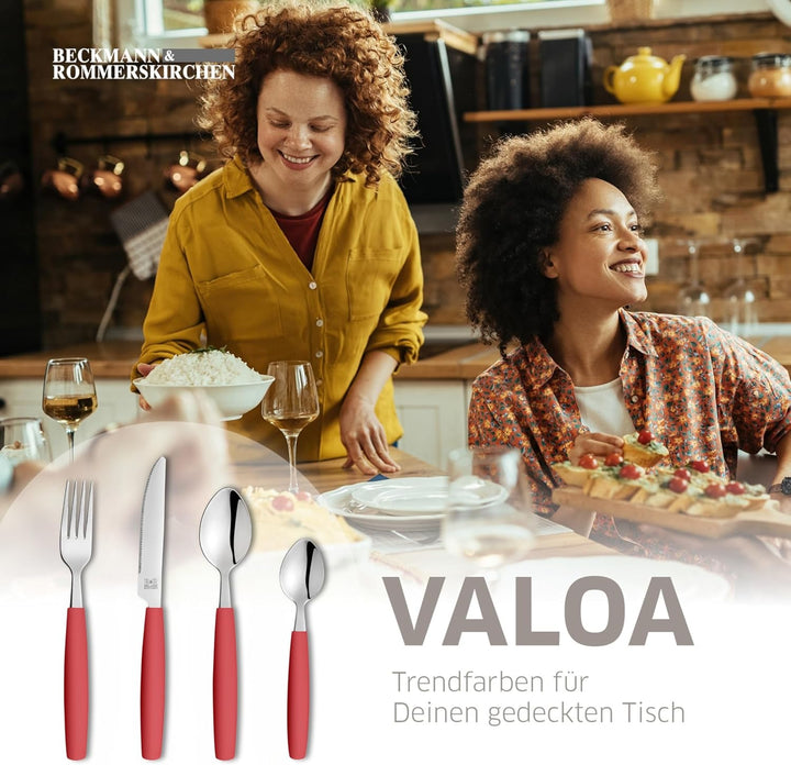 Beckmann & Rommerskirchen VALOA Besteck Set 4 Personen - 16-teilig - Rot - Spülmaschinenfest - Hochg