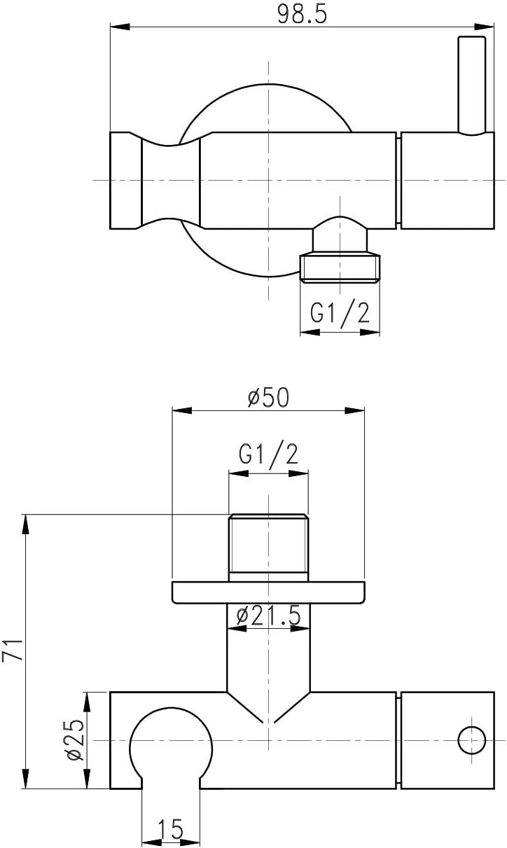 Design WC/Bidet Handbrause Komplettset mit Absperrventil - Rund