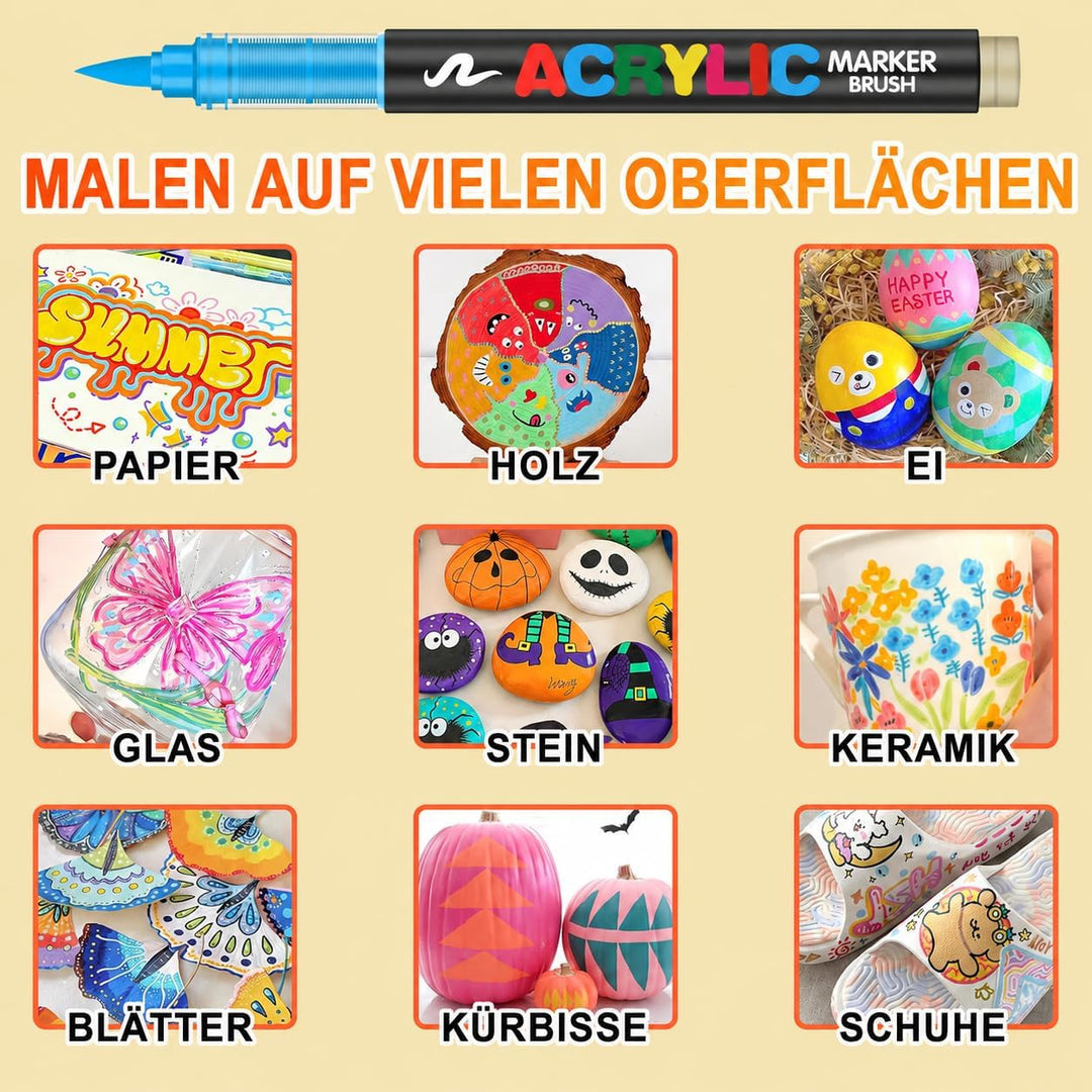 Laconile 360 Farben Acrylstifte für Steine wasserfest mit Portable Suitcase – Direktfliessende Acryl