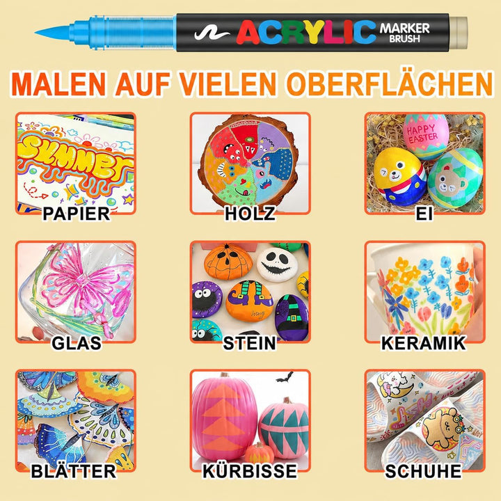 Laconile 360 Farben Acrylstifte für Steine wasserfest mit Portable Suitcase – Direktfliessende Acryl