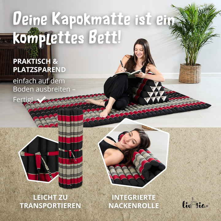 livasia Rollmatte Rollmatratze L-200x110x4,5cm, Gästebett Gästematratze 1 Person, Reisebett Kofferra