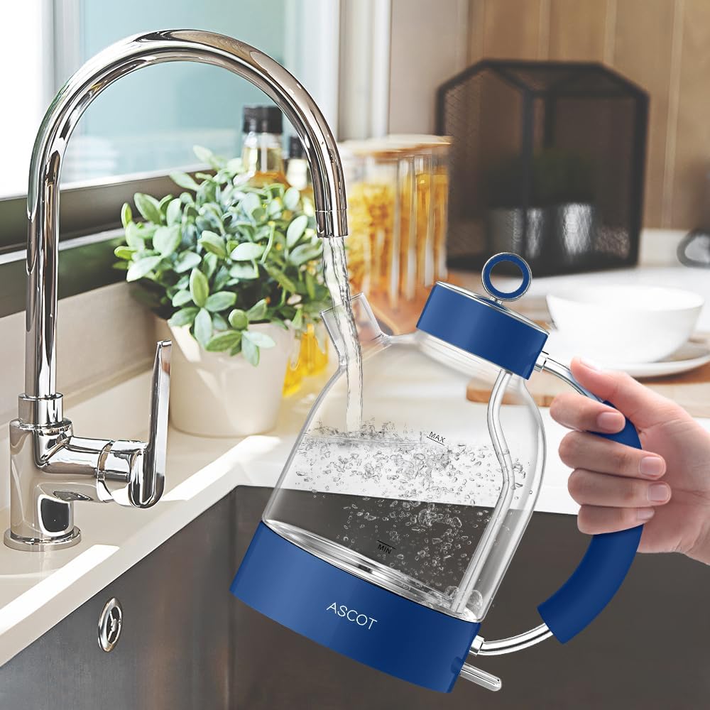 ASCOT Wasserkocher Glas, Elektrischer Wasserkocher Geschenke für Männer/Frauen/Familie 1,5L Schnellk