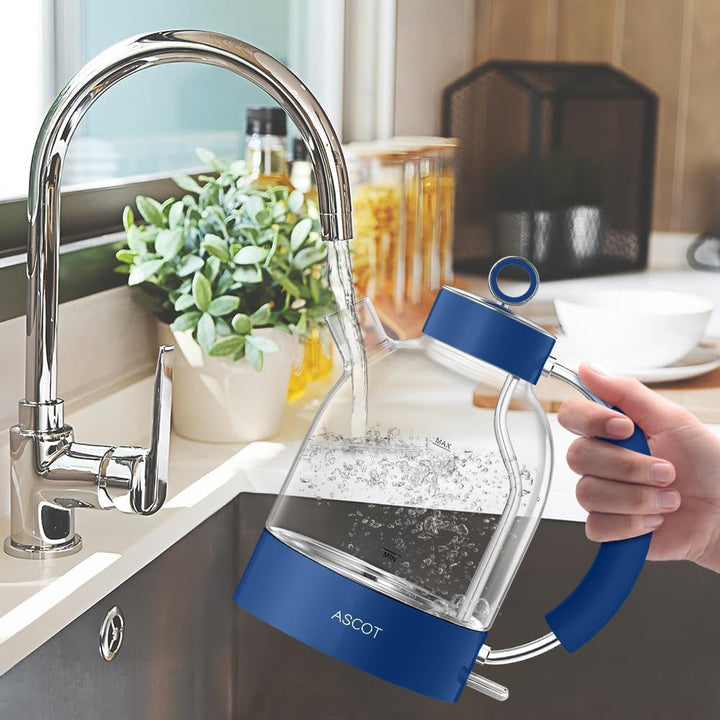 ASCOT Wasserkocher Glas, Elektrischer Wasserkocher Geschenke für Männer/Frauen/Familie 1,5L Schnellk