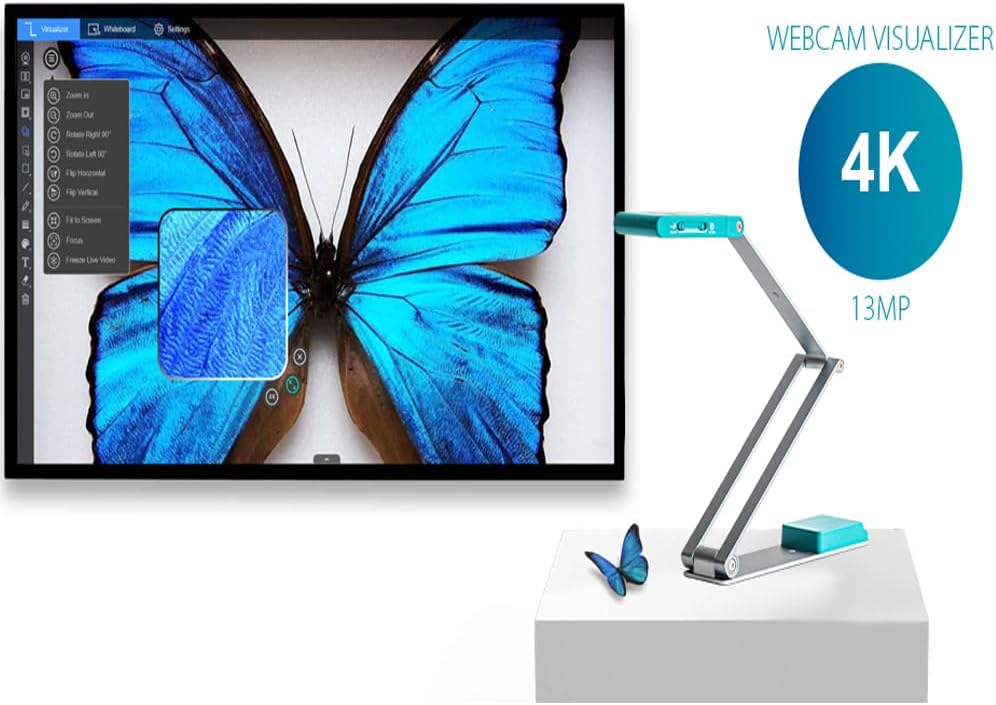 IRIScan Visualizer Webcam Dokumentenkamera v7: 4KUltraHD-13MP,Frei OCR Readiris PDF Editor,4-in-1, V