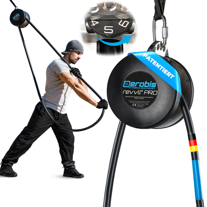 aerobis® revvll PRO | Endlos Seil Trainer | Variabler Widerstand, platzsparend, leicht | Klettertrai