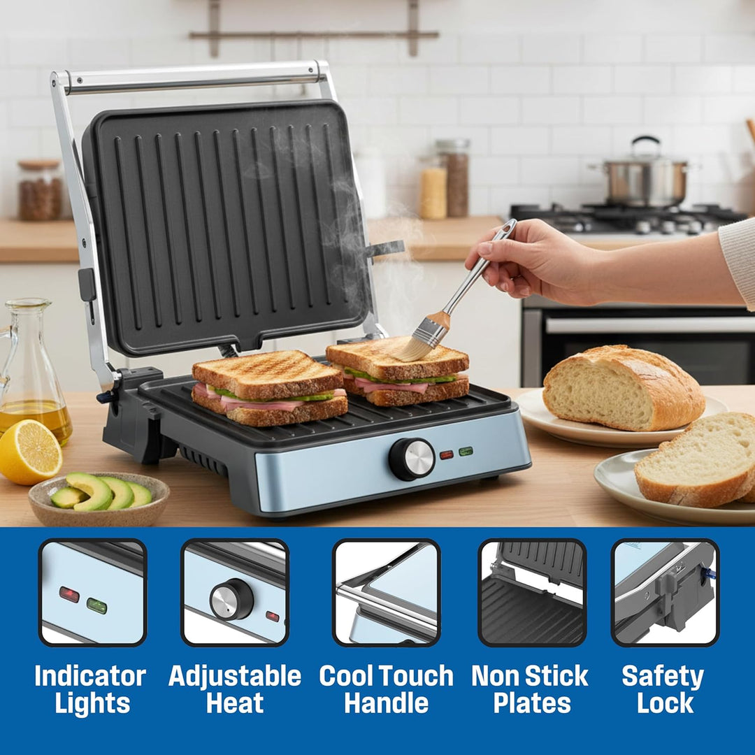 Westinghouse Retro-Kontaktgrill - 29 x 24 cm - 180° für beidseitiges Grillen - 2200W - Toaster - Ein