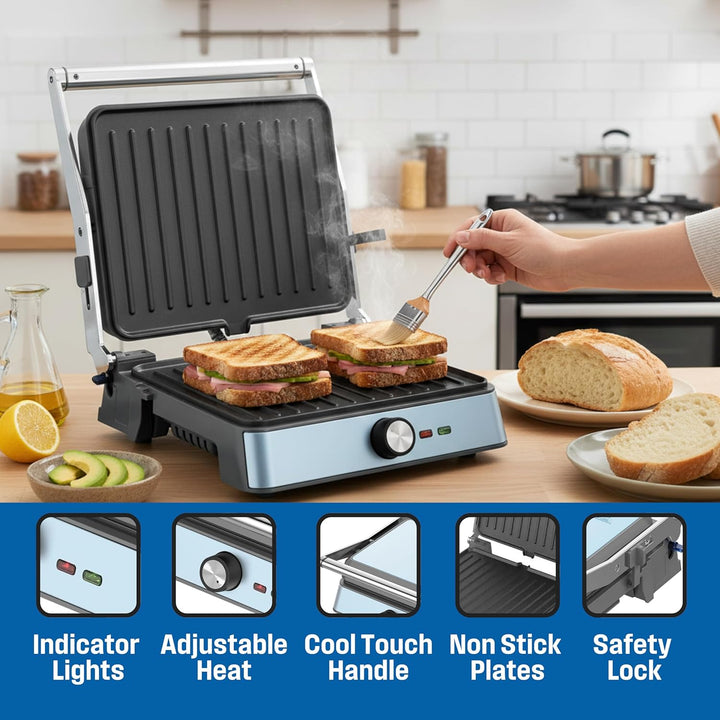 Westinghouse Retro-Kontaktgrill - 29 x 24 cm - 180° für beidseitiges Grillen - 2200W - Toaster - Ein