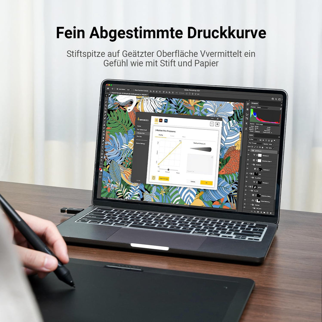 Xencelabs Pen Tablet Medium Bundle Grafiktablett für Profi Kreative, Wireless Zeichentablett mit Qui