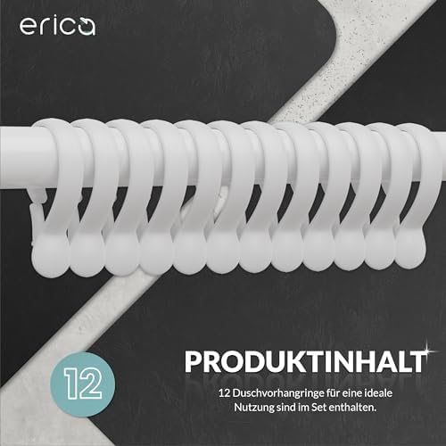 Erica Duschvorhangstange L form 70x90, 70x160 oder 90x140 cm + 24 Duschvorhangringe | Duschvorhang s