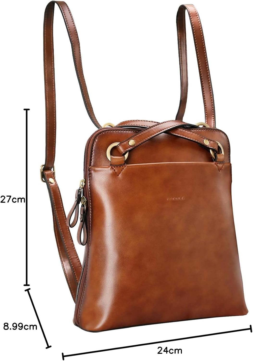 Banuce Modischer, eleganter Leder-Rucksack, Geldbörse für Damen, kleine Umhängetasche, Tagesrucksack