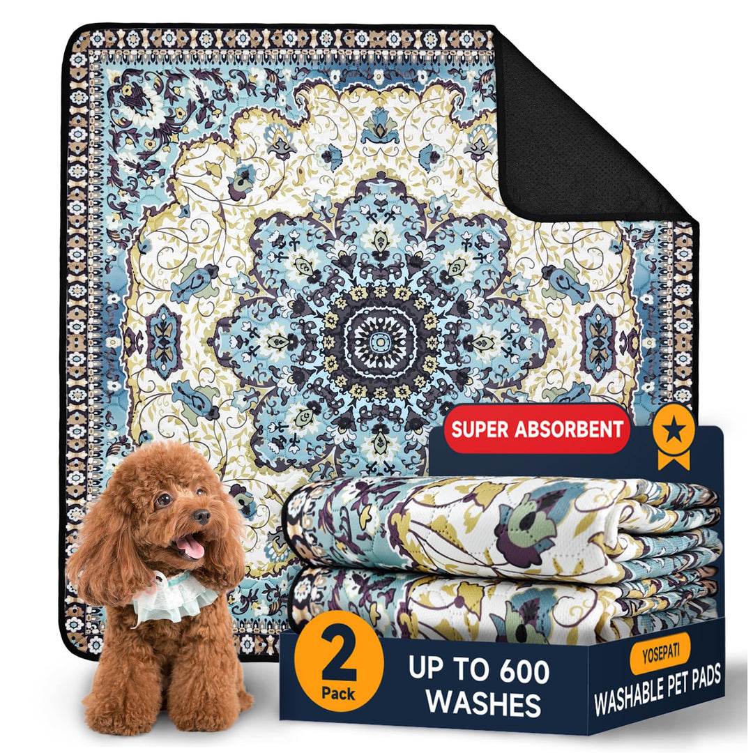 Washable Pee Pads for Dogs, 2 Super Absorbent Reusable Puppy Training Pads 45×60cm Quick Dry,Waterpr