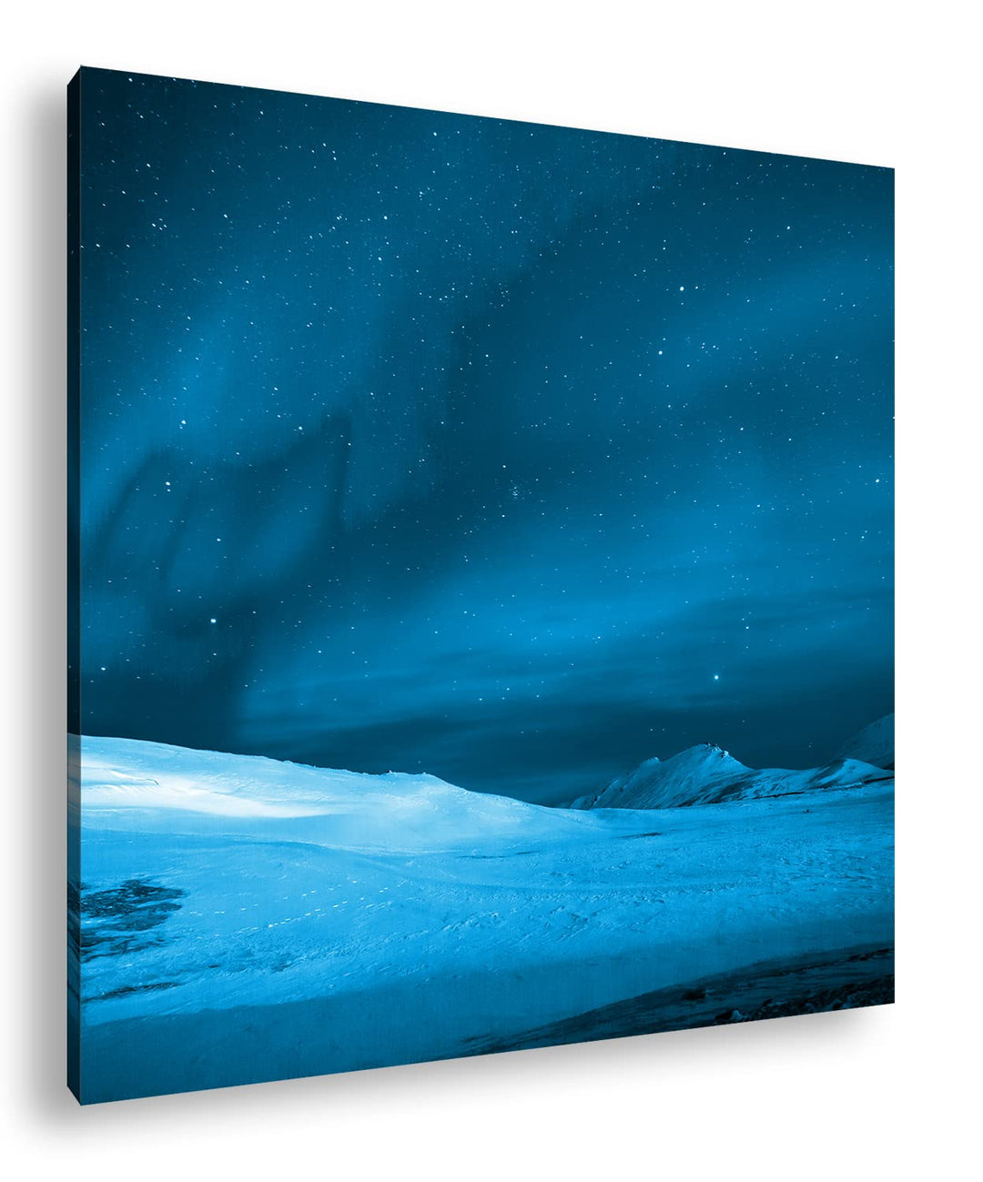 deyoli Polarlichter über dem nordischen EIS Format: 70x70 Effekt: Monocrome Blau als Leinwandbild, M