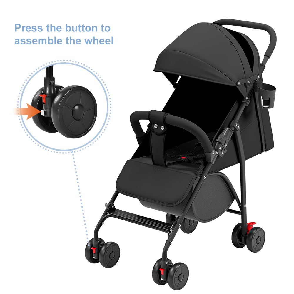 Kompakter Stab-Kinderwagen, 0-4 Jahre (max. 30 kg), leicht (4,8 kg), Stab-Kinderwagen für Baby-Komfo