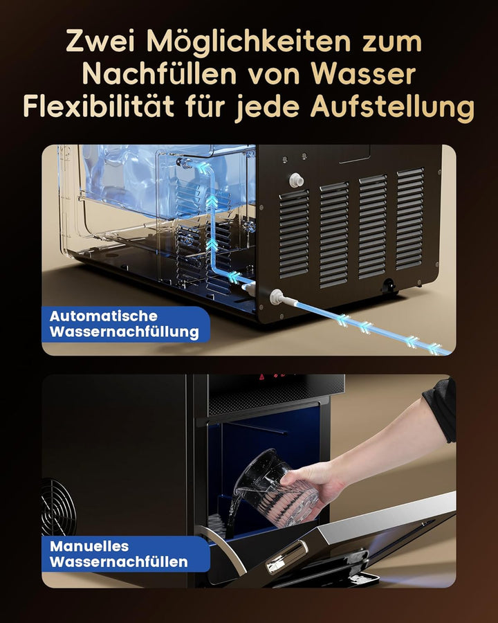 ecozy 60mm Klare Eiswürfelmaschine für Eiskugeln, 3 Kugeln/45 Min, 96 Kugeln/Tag, Automatische Wasse