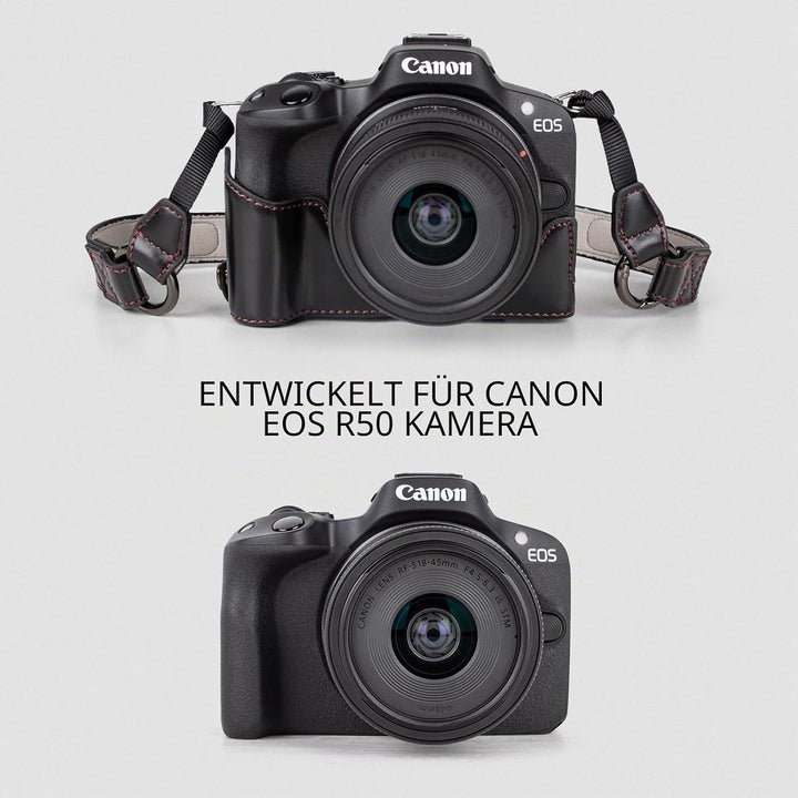 MUZIRI KINOKOO EOS R50 Schutzhülle, Retro-PU-Leder, Kameratasche für Canon EOS 50 DSLR Kamera – EOS