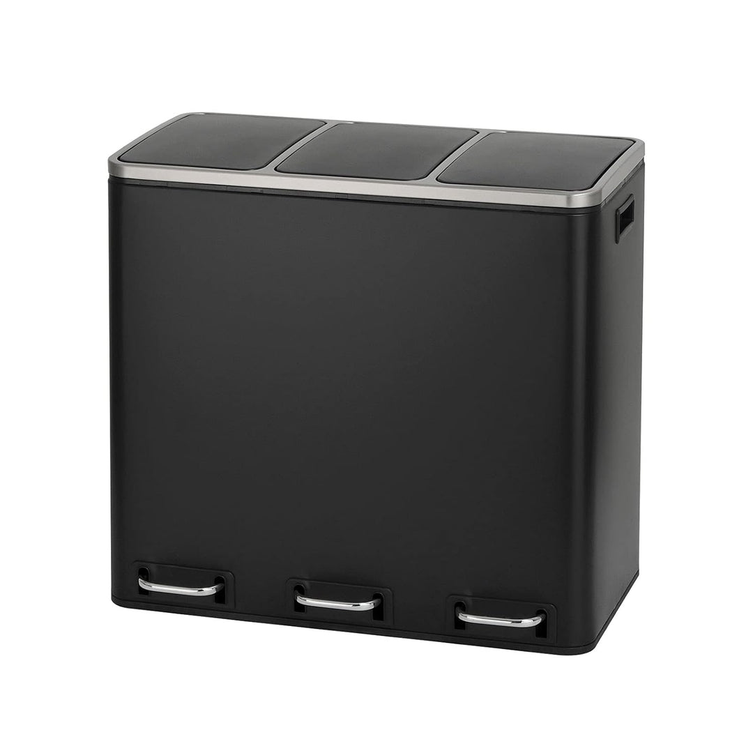 SVITA TM3X18 Treteimer 54 Liter Abfalleimer Mülleimer Design Silber Mülltrennung Papierkorb Küchen-O