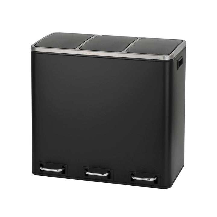 SVITA TM3X18 Treteimer 54 Liter Abfalleimer Mülleimer Design Silber Mülltrennung Papierkorb Küchen-O