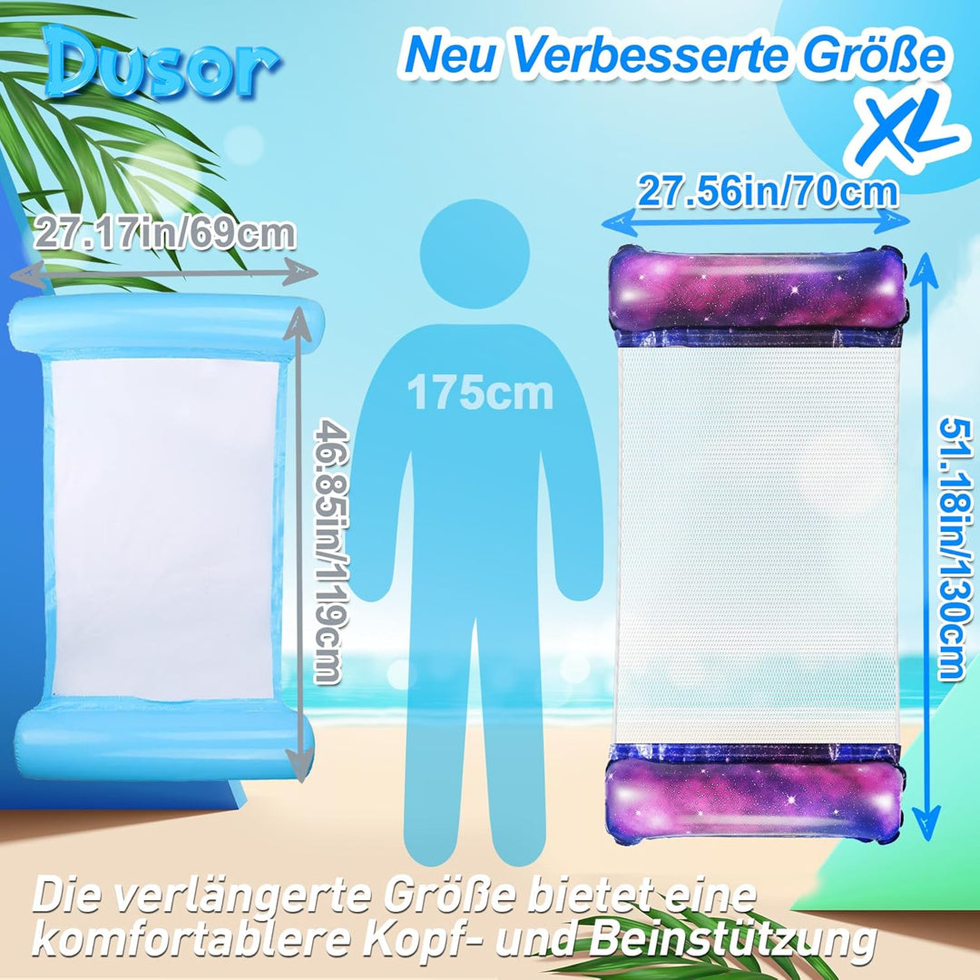 Dusor Luftmatratze Pool Zubehör 2Stück, XL Luftmatratze Wasser Hängematte, Aufblasbare Pool Spielzeu