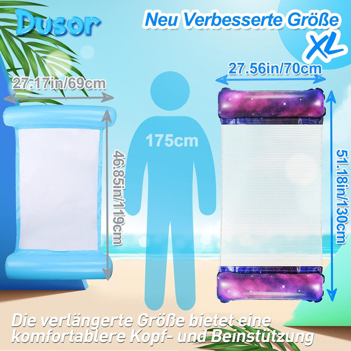 Dusor Luftmatratze Pool Zubehör 2Stück, XL Luftmatratze Wasser Hängematte, Aufblasbare Pool Spielzeu