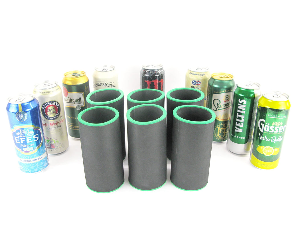 6er Set Getränkekühler 0,5l Dose schwarz - Bierkühler - Neoprenkühler - passgenau ~Dosenkühler~ für