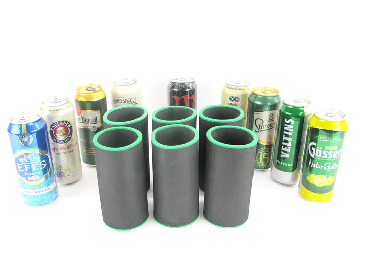 6er Set Getränkekühler 0,5l Dose schwarz - Bierkühler - Neoprenkühler - passgenau ~Dosenkühler~ für