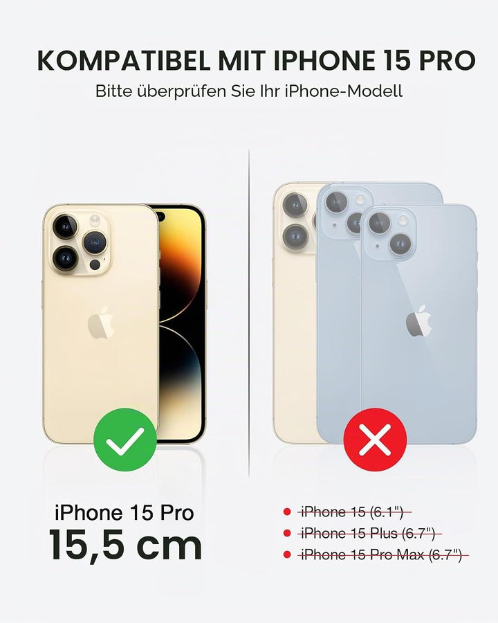OCASE iPhone 15 Pro Hülle(2in1) Leder Stossfestes Case [Abnehmbare magnetische Hülle] [Kabelloses La