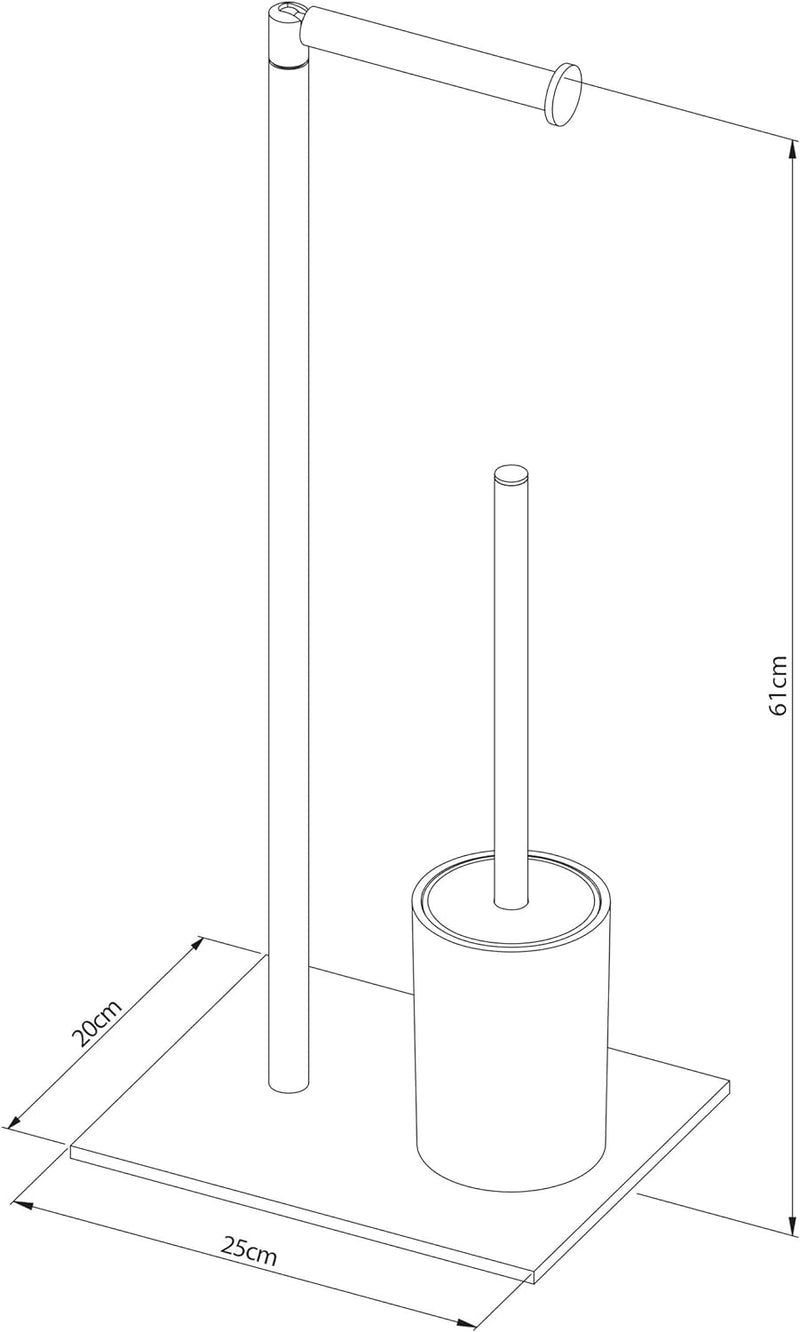 Sealskin Tube Stand WC-Garnitur 3 in 1, mit Toilettenpapierhalter und Toilettenbürste sowie Reserver