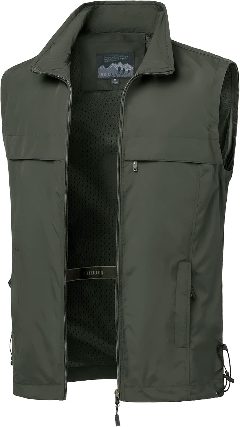 MeiLayM Herren Outdoor Angelweste Multi Pocket Weste Sommer Schnell Trocknende Weste Sport Reissvers