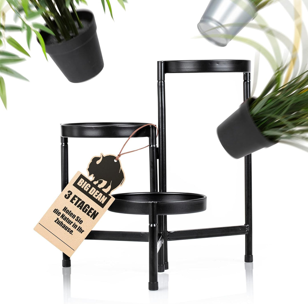 BigDean 3 Etagen Blumenständer klappbarer Pflanzenständer robuster Blumenständer Metall, 3 Etagen