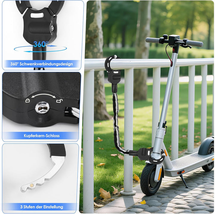 E Scooter Schloss, Schloss für E Scooter mit Silikonschutz Gegen Kratzer, Diebstahlschutz Handschell