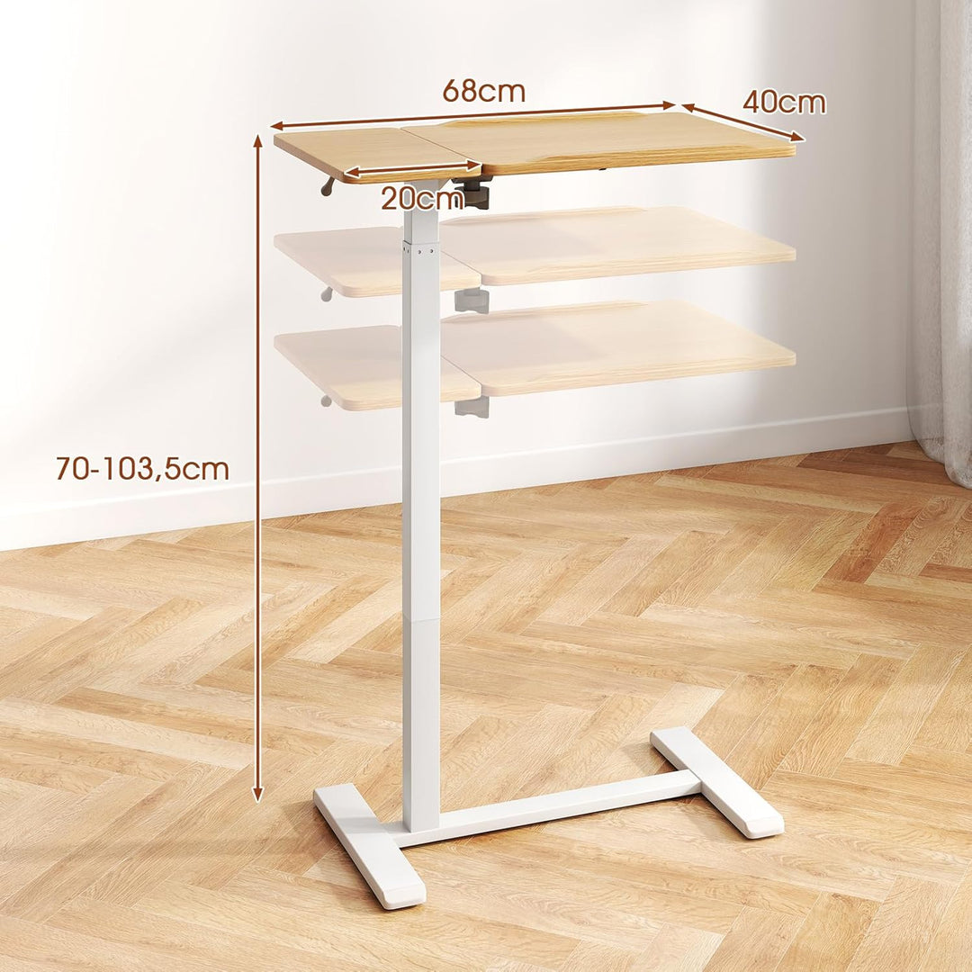 COSTWAY Pflegetisch mit versteckten Rollen, höhenverstellbarer Betttisch mit kippbarer Tischplatte &