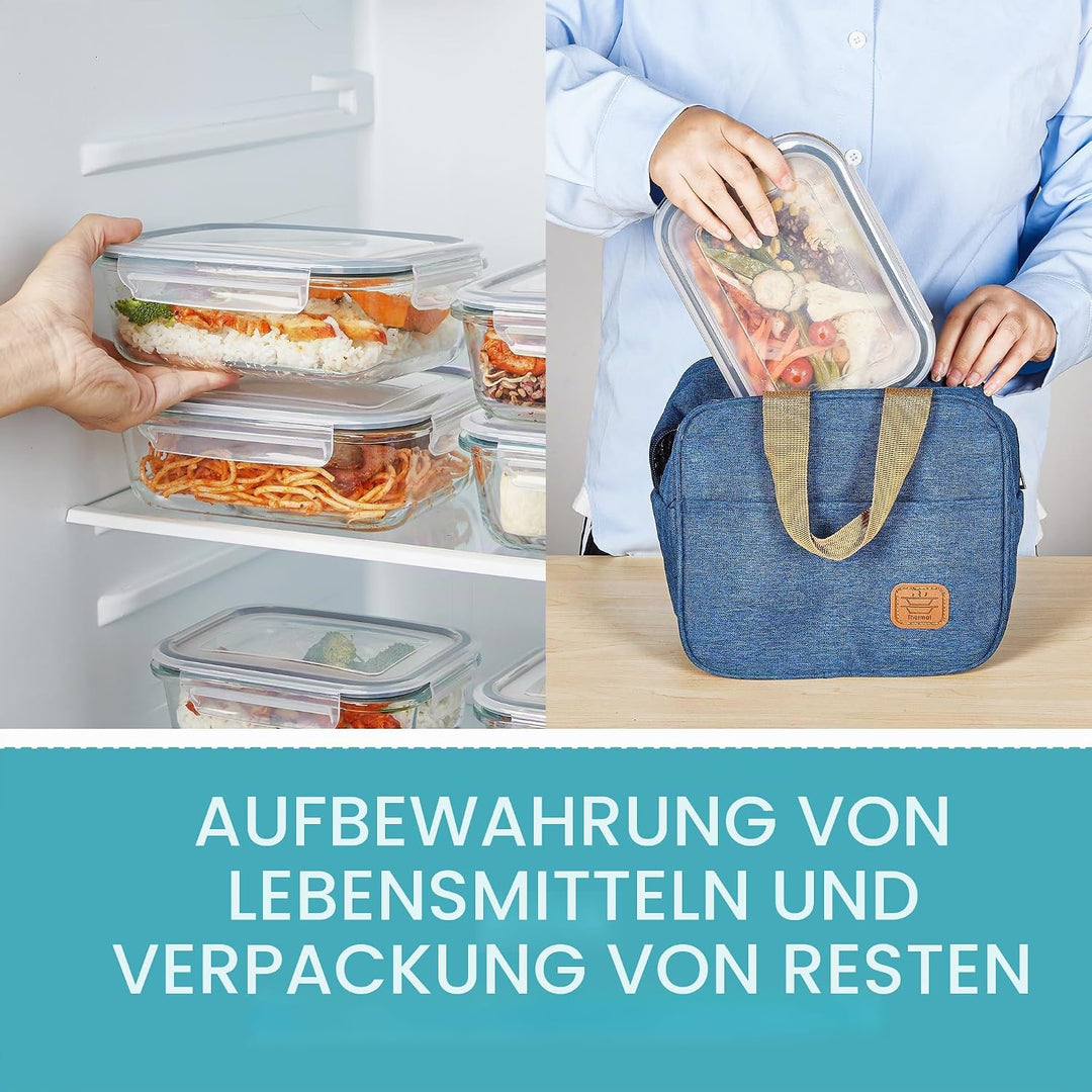 Vtopmart 5er-Pack Meal Prep Boxen Glas, 1035 ML Mealprepboxen für die Essensvorbereitung, Luftdicht