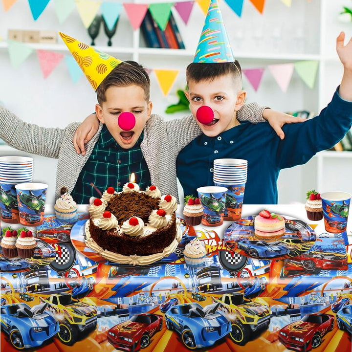 Rennauto Partygeschirr Set- Autos Pappteller Kindergeburtstag Deko Cars Partygeschirr Set Wheels Geb