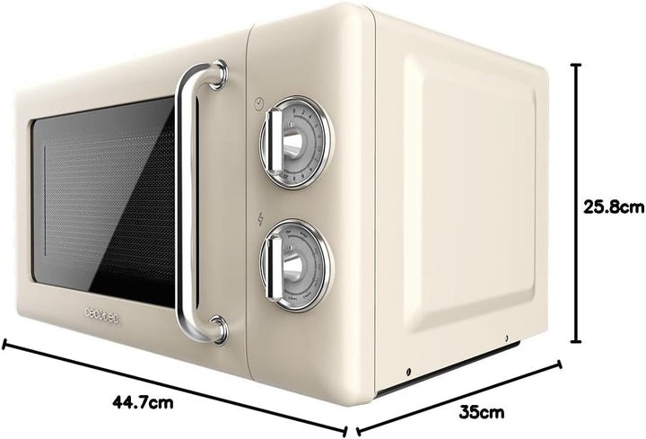 Cecotec Mikrowelle mit Grill Proclean 3110 Retro Beige Mechanische, 700 W in 6 Stufen, Timer bis zu