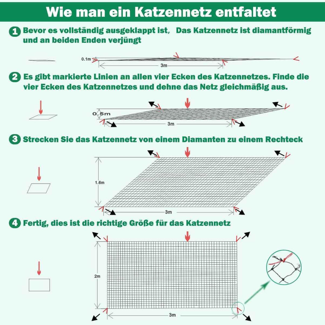 Tatamiyya Katzennetz für Balkon, Katzennetz Drahtverstärkt 2x3m， Robust ，Bissfest, alterungsbeständi