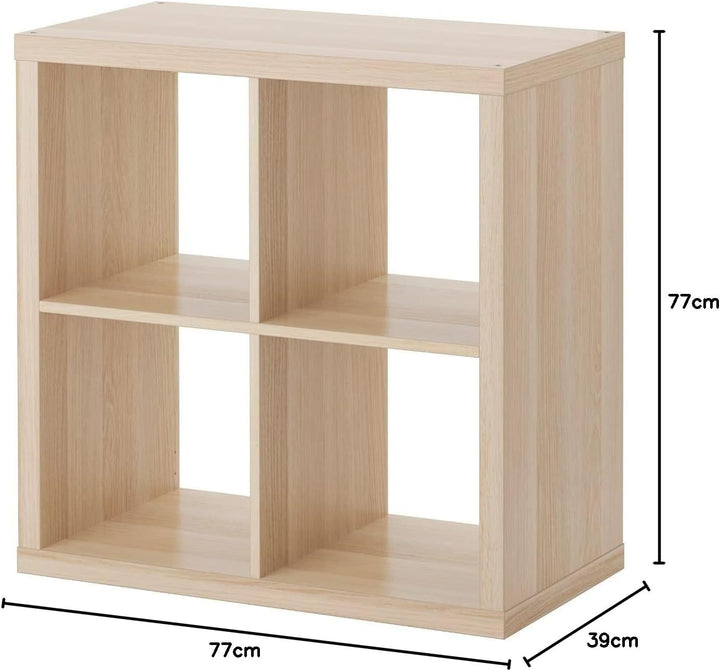 IKEA KALLAX Regal, grössere Aufbewahrungslösung, (weiss gebeizte Eiche, 77 x 77)